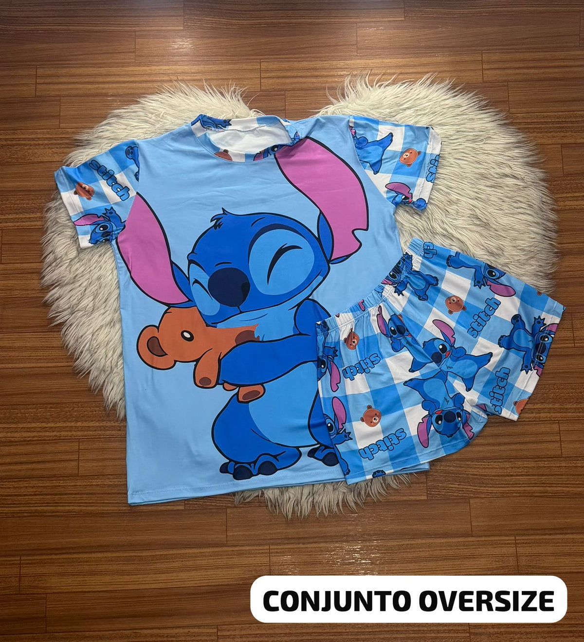 Conjunto Pijama Oversize Azul Osito – Talla Única