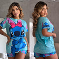 Conjunto Pijama Oversize Turquesa Lazo Rosa – Talla Única