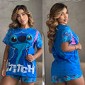 Classic Blue Oversized Pajama Set – One Size