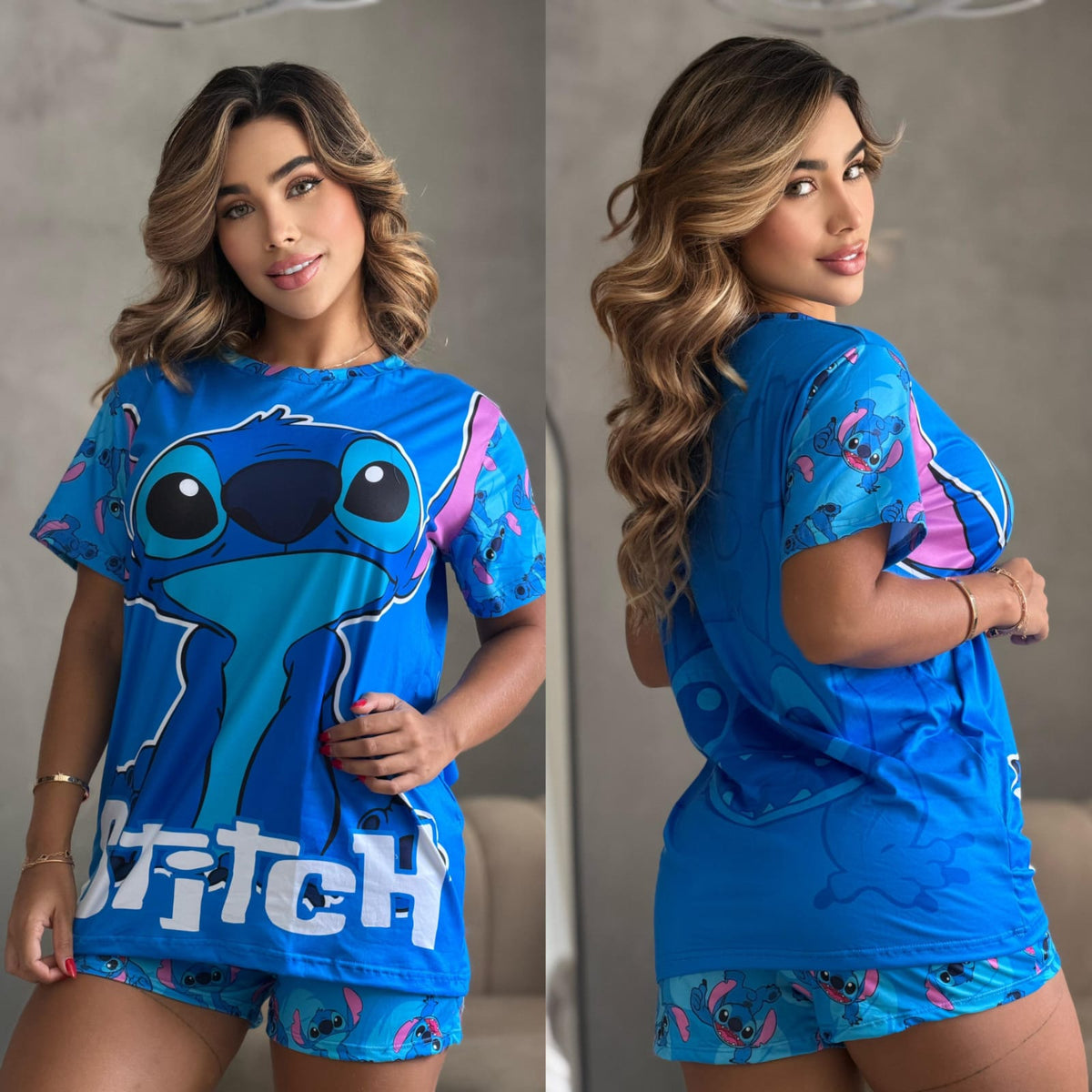 Classic Blue Oversized Pajama Set – One Size