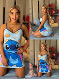 Pijama Vestido de Mujer – Tirantes – Azul Claro Estampada