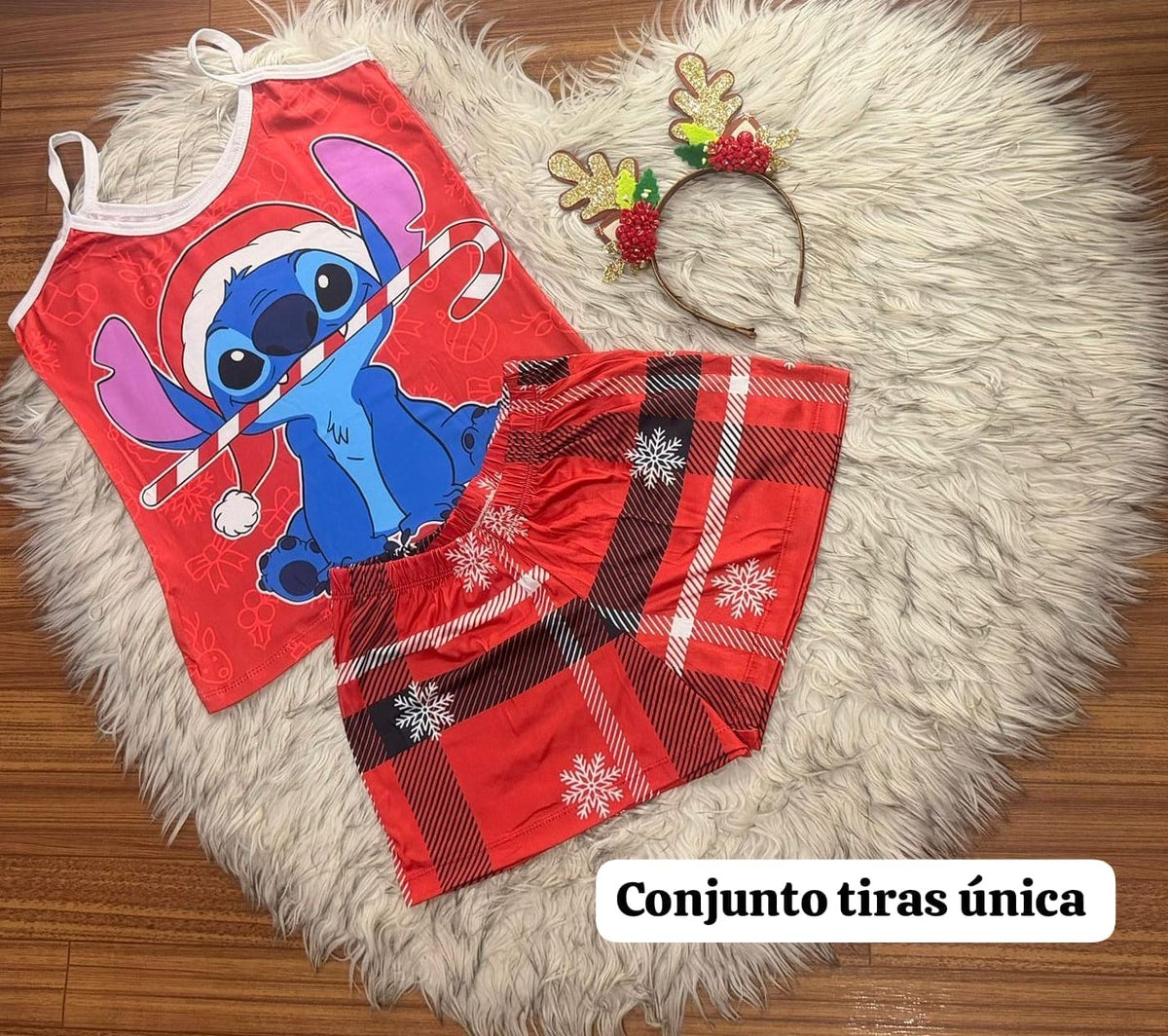 Pijama de Mujer 2 Piezas – Top de Tirantes y Short – Diseño Rojo