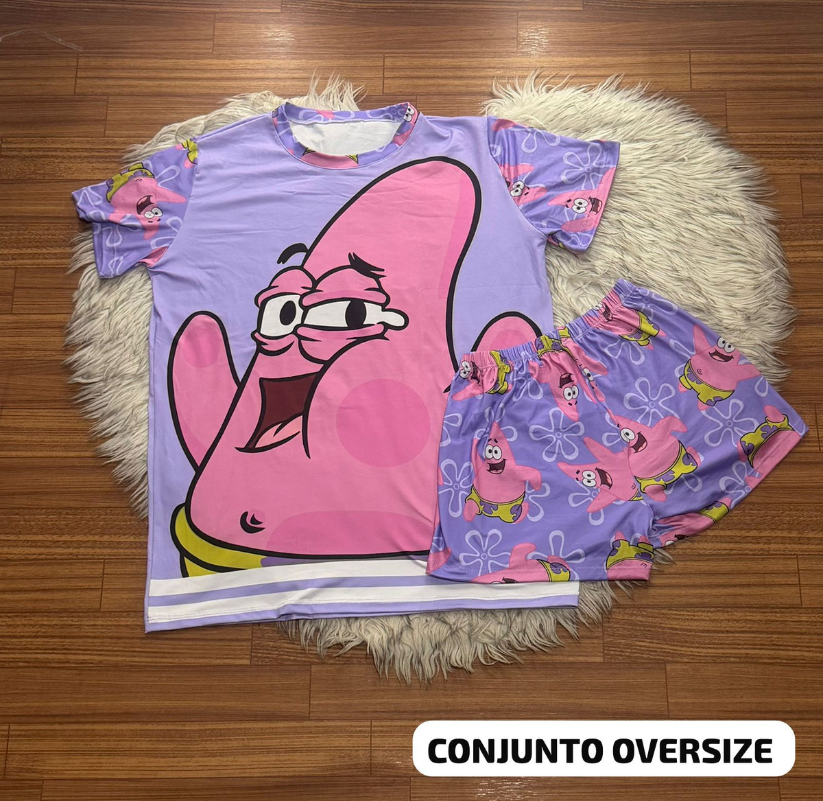 Conjunto Pijama Oversize Lila Estrellita – Talla Única
